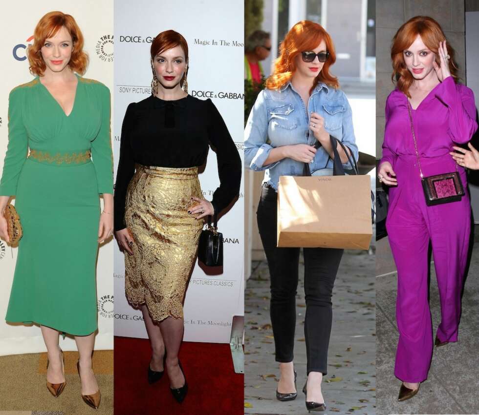 CHRISTINA HENDRICKS: Den rødhårede skjønnheten som vi kjenner fra TV-serien "Mad Men" vet å rocke en 50-tallslook med en moderne vri. Legg merke til hvordan hun ikke styrer unna tettsittende skjorter og jeans, og gjærne viser bena. CHRISTINA HENDRICKS: Den rødhårede skjønnheten som vi kjenner fra TV-serien "Mad Men" vet å rocke en 50-tallslook med en moderne vri. Legg merke til hvordan hun ikke styrer unna tettsittende skjorter og jeans, og gjærne viser bena.