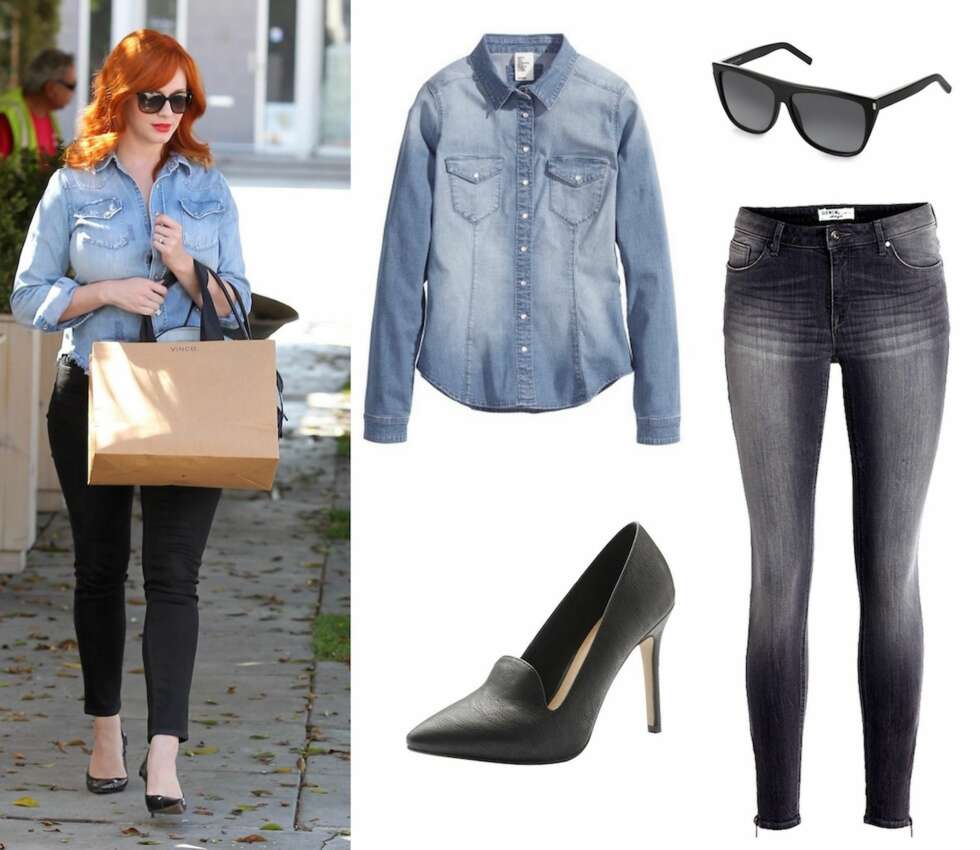 DENIM-COOL: Selv om Christina nailer 50-tallsglam på den røde løperen, liker vi godt å se at hun rocker en smart double-denim look i to fargetoner til hverdags. <b>PRODUKTFORSLAG:</b> Denimskjorte fra H&M, kr 249. Saint Laurent Paris Solbriller fra Synsam, kr 2590. Pointy Loafer Pumps fra Bianco, kr 499. Slim Cropped Jeans fra Lindex, kr 399. DENIM-COOL: Selv om Christina nailer 50-tallsglam på den røde løperen, liker vi godt å se at hun rocker en smart double-denim look i to fargetoner til hverdags. <b>PRODUKTFORSLAG:</b> Denimskjorte fra H&M, kr 249. Saint Laurent Paris Solbriller fra Synsam, kr 2590. Pointy Loafer Pumps fra Bianco, kr 499. Slim Cropped Jeans fra Lindex, kr 399.