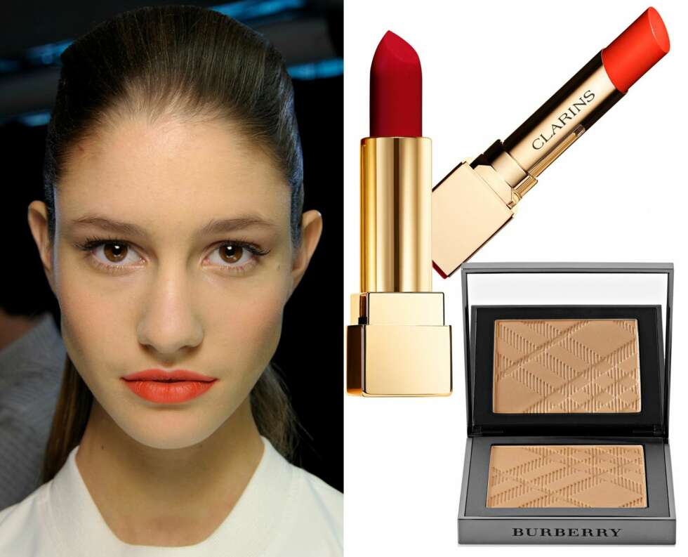 FARGERIKE LEPPER: På catwalken viste desinger Anya Hindmarch frem modeller med knallfargede lepper. <b>PRODUKTFORSLAG:</b> YSL Rouge Pur Couture The Mats i fargen nr. 209, kr 305. Clarins Rouge Eclat i fargen Juicy Clementine, kr 220. Burberry Fresh Glow Powder i fargen nr. 02 Golden Radiance, kr 220. FARGERIKE LEPPER: På catwalken viste desinger Anya Hindmarch frem modeller med knallfargede lepper. <b>PRODUKTFORSLAG:</b> YSL Rouge Pur Couture The Mats i fargen nr. 209, kr 305. Clarins Rouge Eclat i fargen Juicy Clementine, kr 220. Burberry Fresh Glow Powder i fargen nr. 02 Golden Radiance, kr 220.