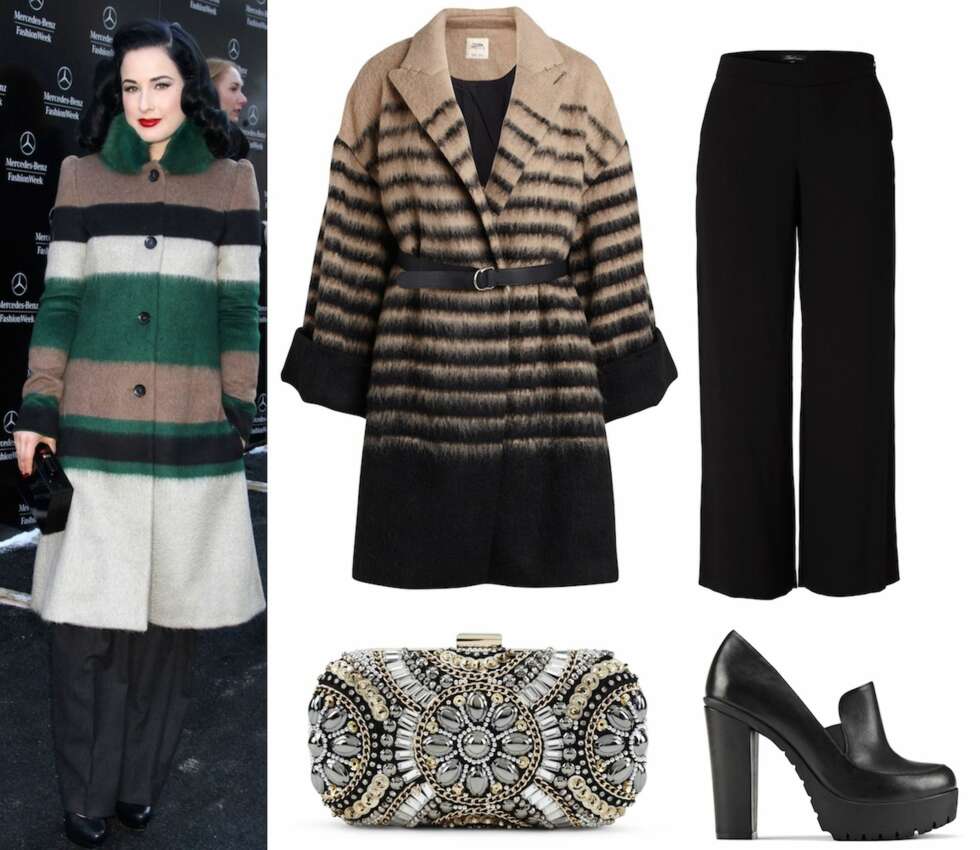 STATEMENTJAKKA: Den ellers så avkledde Dita von Teese viste alle hvordan hvordan høstens statementjakke skal brukes. Kåpe fra Jean Paul Gaultier for Lindex, kr 1499. Sorte dressbukser fra MQ, kr 699. Statementveske fra Aldo, kr 399. Keren sko fra Aldo, kr 899. STATEMENTJAKKA: Den ellers så avkledde Dita von Teese viste alle hvordan hvordan høstens statementjakke skal brukes. Kåpe fra Jean Paul Gaultier for Lindex, kr 1499. Sorte dressbukser fra MQ, kr 699. Statementveske fra Aldo, kr 399. Keren sko fra Aldo, kr 899.