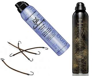 GODE HJELPERE: Hårstrikk med krok, kr 59 for 12 stk. Bumble and Bumble Dryspun Finish, kr 339. Oribe Dry Texturizing Spray, kr 360. GODE HJELPERE: Hårstrikk med krok, kr 59 for 12 stk. Bumble and Bumble Dryspun Finish, kr 339. Oribe Dry Texturizing Spray, kr 360.