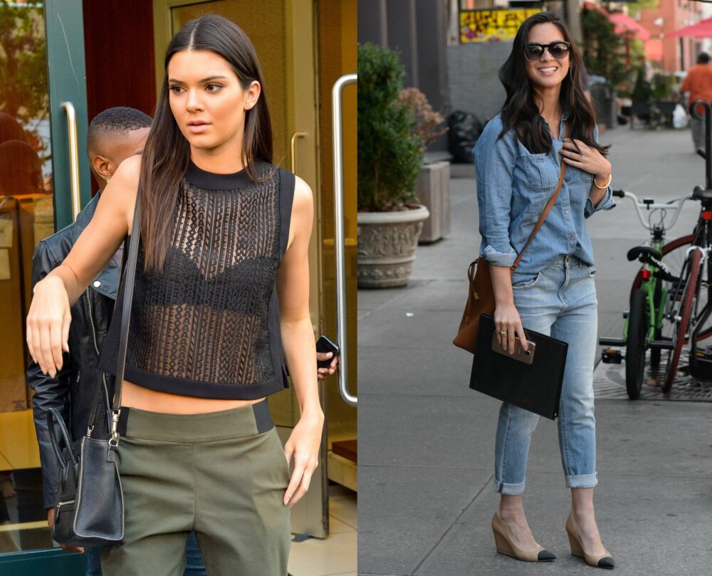 SPORTY OG DOUBLE DENIM: Den sporty trenden bare fortsetter, og da Alexander Wang slapp en kolleksjon i samarbeid med H&M i høst, var toppen modell Kendall Jenner har på seg et av plaggene. Hun viser perfekt hvordan man sniker inn sporty elementer i garderoben. Til høyre er skuespiller Olivia Munn kledd i denim fra topp til tå, en motemyte som absolutt kan og bør brytes. SPORTY OG DOUBLE DENIM: Den sporty trenden bare fortsetter, og da Alexander Wang slapp en kolleksjon i samarbeid med H&M i høst, var toppen modell Kendall Jenner har på seg et av plaggene. Hun viser perfekt hvordan man sniker inn sporty elementer i garderoben. Til høyre er skuespiller Olivia Munn kledd i denim fra topp til tå, en motemyte som absolutt kan og bør brytes.