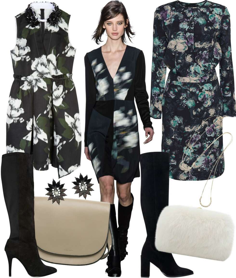 UNDER KR 1600: Kjole fra Asos.com, kr 775. Støvletter fra new Look/Asos.com, kr 382. Øredobber fra Gina Tricot, kr 69. Veske fra mango, kr 349. UNDER KR 3500: Kjole fra Bruuns Baazar, kr 1799. Støvletter fra Zara, kr 799. Clutch fra Zara, kr 559. Smykke fra & Other Stories, kr 170. UNDER KR 1600: Kjole fra Asos.com, kr 775. Støvletter fra new Look/Asos.com, kr 382. Øredobber fra Gina Tricot, kr 69. Veske fra mango, kr 349. UNDER KR 3500: Kjole fra Bruuns Baazar, kr 1799. Støvletter fra Zara, kr 799. Clutch fra Zara, kr 559. Smykke fra & Other Stories, kr 170.