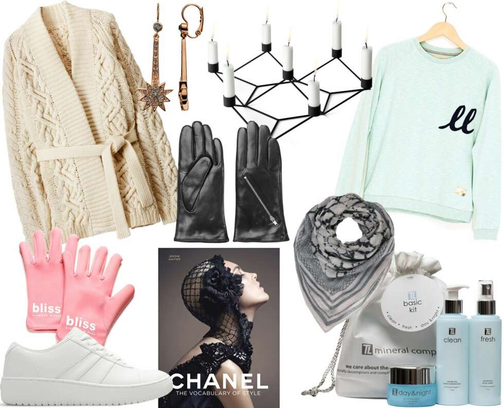 UNDER KR 1000: Strikkejakke fra H&M, kr 599. Sneakers fra Reebok, kr 900. Fuktighetgivende hansker fra Bliss, kr 539. Boken "Chanel The Vocabulary of Style", kr 554. Øredobber fra Dyrberg/Kern, kr 599. Skinnhansker fra Becksöndergaard, kr 699. Lysestake fra Menu, kr 699. Skjerf fra Becksöndergaard, kr 699. Genser fra Libertine, kr 799. TL Basic Kit hudpleiesett, kr 599. UNDER KR 1000: Strikkejakke fra H&M, kr 599. Sneakers fra Reebok, kr 900. Fuktighetgivende hansker fra Bliss, kr 539. Boken "Chanel The Vocabulary of Style", kr 554. Øredobber fra Dyrberg/Kern, kr 599. Skinnhansker fra Becksöndergaard, kr 699. Lysestake fra Menu, kr 699. Skjerf fra Becksöndergaard, kr 699. Genser fra Libertine, kr 799. TL Basic Kit hudpleiesett, kr 599.