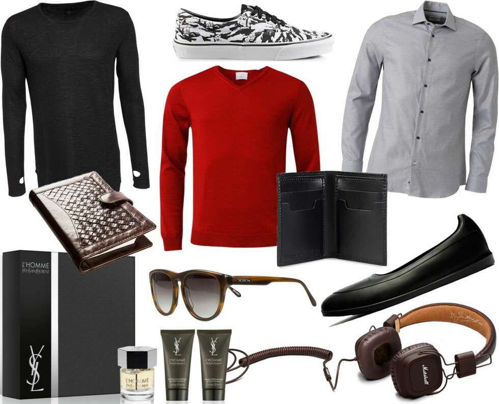 UNDER KR 1000. Langermet overdel fra Tiger of Sweden, kr 899. Gavesett fra Yves Saint Laurent Homme, kr 555. Notatbok fra Balmuir, kr 650. Solbriller fra The KLocal Firm, kr 995. Genser fra MQ, kr 699. Sko fra Vans, kr 749. Lommebok fra Nudie Jeans, kr 799. Kalosjer fra Swims, kr 599. Høretelefoner fra Marshall Major, kr 798. Skjorte fra MQ, kr 599. UNDER KR 1000. Langermet overdel fra Tiger of Sweden, kr 899. Gavesett fra Yves Saint Laurent Homme, kr 555. Notatbok fra Balmuir, kr 650. Solbriller fra The KLocal Firm, kr 995. Genser fra MQ, kr 699. Sko fra Vans, kr 749. Lommebok fra Nudie Jeans, kr 799. Kalosjer fra Swims, kr 599. Høretelefoner fra Marshall Major, kr 798. Skjorte fra MQ, kr 599.