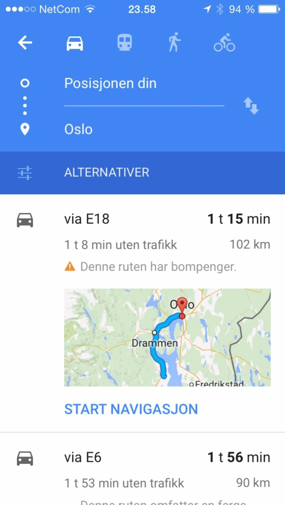 GPS: Du kan bruke Google Maps som en vanlig trinn-for-trinn navigatør. GPS: Du kan bruke Google Maps som en vanlig trinn-for-trinn navigatør.