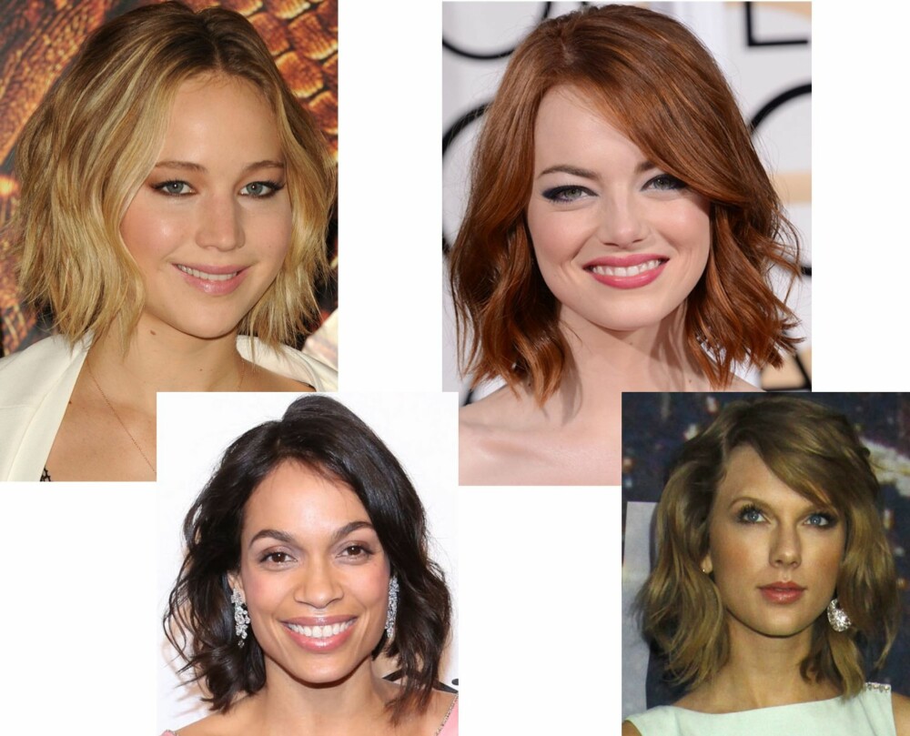 TRENDY FRISYRE: The wob, altså en wavy bob, er i vinden om dagen. Jennifer Lawrence, Rosario Dawson, Emma Stone og taylor Swift er bare få av mange kvinnelige kjendiser som har troppet opp på den røde løperen med en wob den siste tiden. TRENDY FRISYRE: The wob, altså en wavy bob, er i vinden om dagen. Jennifer Lawrence, Rosario Dawson, Emma Stone og taylor Swift er bare få av mange kvinnelige kjendiser som har troppet opp på den røde løperen med en wob den siste tiden.