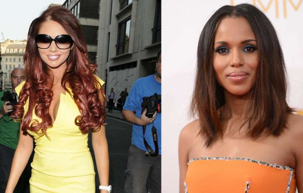 VEKK MED LØSHÅR: Amy Childs ser unektelig veldig fotballfrue ut med sine lange pålimte extensions. Men nå skal vi omfavne naturlig og lett, som Kerry Washington gjør her. VEKK MED LØSHÅR: Amy Childs ser unektelig veldig fotballfrue ut med sine lange pålimte extensions. Men nå skal vi omfavne naturlig og lett, som Kerry Washington gjør her.