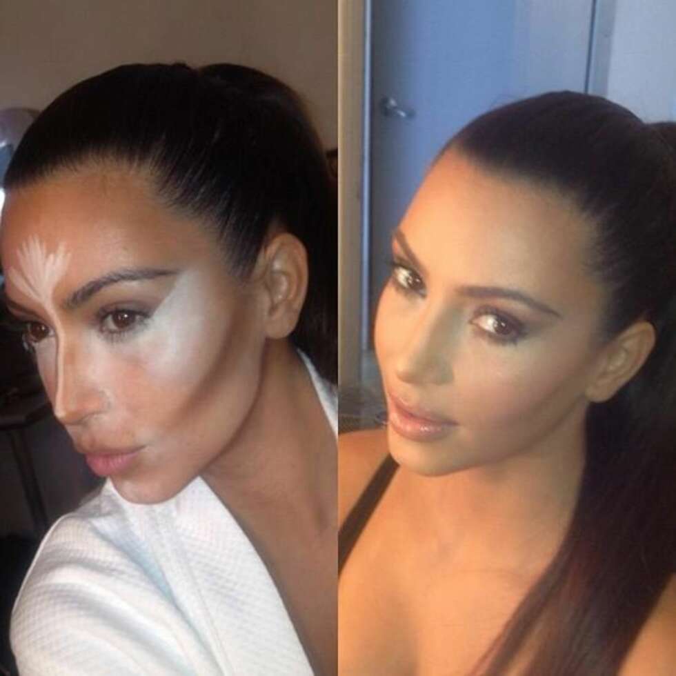 SELFIE-DRONNING: Kim Kardashian West deler gladelig bilder av seg selv i sosiale medier - hun viser til og med alle følgerne sine hvordan man skal legge sminke. SELFIE-DRONNING: Kim Kardashian West deler gladelig bilder av seg selv i sosiale medier - hun viser til og med alle følgerne sine hvordan man skal legge sminke.