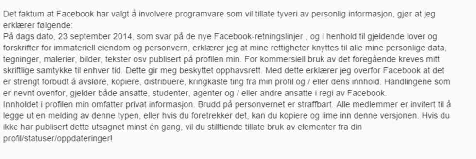 VÆR KRITISK: Ikke del alt som dukker opp i nyhetsstrømmen din. Ta et Google-søk og bruk sunn fornuft, så fremstår du ikke som en lettlurt spammer. VÆR KRITISK: Ikke del alt som dukker opp i nyhetsstrømmen din. Ta et Google-søk og bruk sunn fornuft, så fremstår du ikke som en lettlurt spammer.
