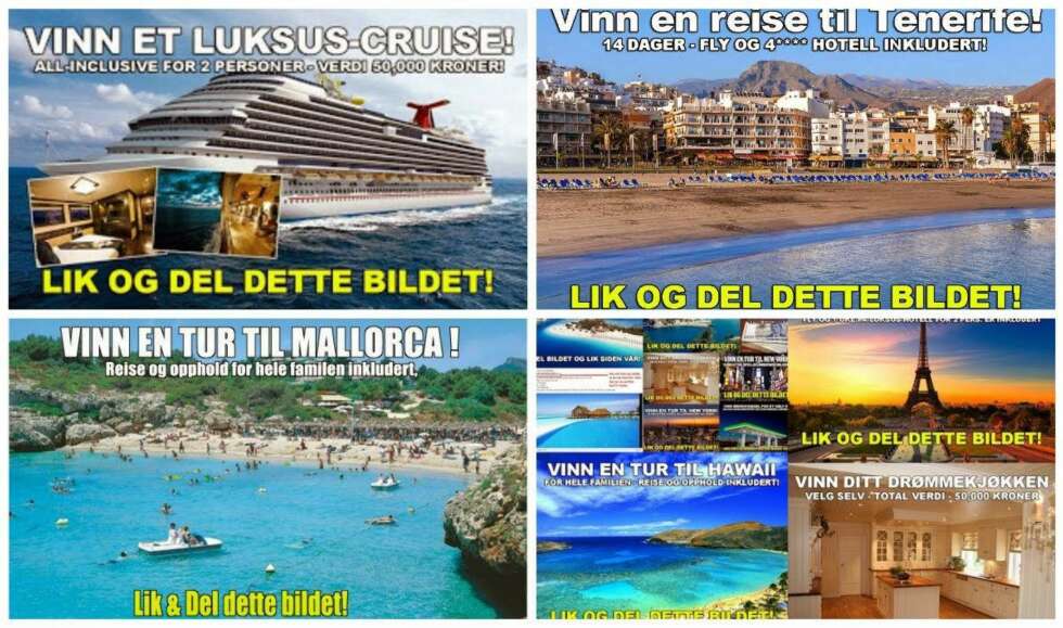 SPAM: Nei, du vinner ikke noe ved å dele bildet. Du må først gi fra deg personlig informasjon. SPAM: Nei, du vinner ikke noe ved å dele bildet. Du må først gi fra deg personlig informasjon.
