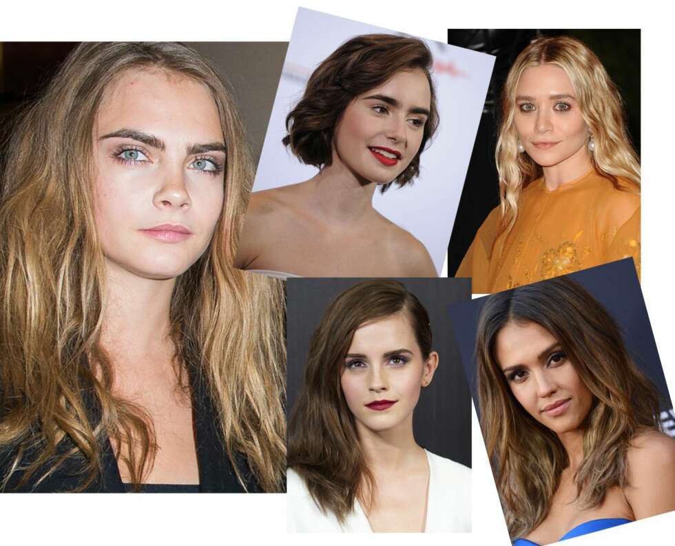 FYLDIGE BRYN: Fyldige og buskete bryn er i vinden som aldri før, forteller makeupartist Mona Wergeland. Fra venstre: Cara Delevingne er kjent for sine buske-bryn, og det er ikke for ingenting at hun har skapt en Cara-bryn-effekt. Videre er både Lily Collins, Ashley Olsen, Emma Watson og Jessica Alba også kjent for sine fyldige bryn. FYLDIGE BRYN: Fyldige og buskete bryn er i vinden som aldri før, forteller makeupartist Mona Wergeland. Fra venstre: Cara Delevingne er kjent for sine buske-bryn, og det er ikke for ingenting at hun har skapt en Cara-bryn-effekt. Videre er både Lily Collins, Ashley Olsen, Emma Watson og Jessica Alba også kjent for sine fyldige bryn.