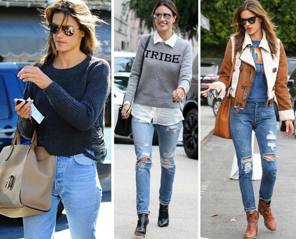 JEANSONISTA: Alessandra Ambrosio rocker jeansen på utallige måter. Her med en nedtonet styling. JEANSONISTA: Alessandra Ambrosio rocker jeansen på utallige måter. Her med en nedtonet styling.