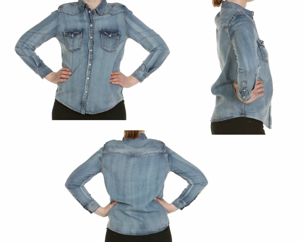 DENIMSKJORTE: Størrelse M (kr 299). DENIMSKJORTE: Størrelse M (kr 299).