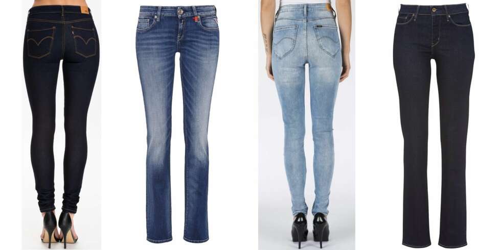 FRA VENSTRE: Levis Hi Rise Skinny, kr 995. Replay Vicky Straight, kr 1599. Lee Skyler, kr 899. Levis Demi Regular Fit, kr 899. FRA VENSTRE: Levis Hi Rise Skinny, kr 995. Replay Vicky Straight, kr 1599. Lee Skyler, kr 899. Levis Demi Regular Fit, kr 899.
