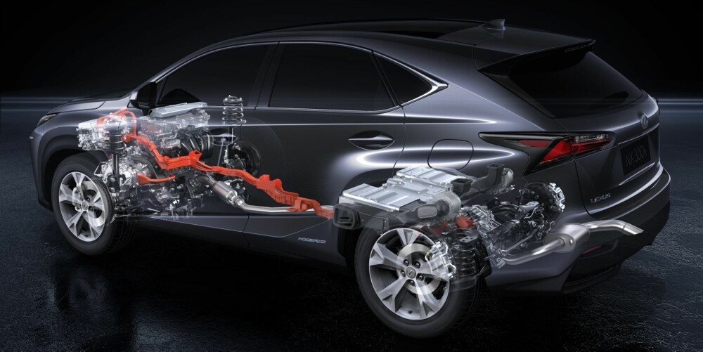 HYBRID: Slike systemer som i denne Lexusen vil det trolig bli mer av når framtidige utslippsmål skal innfris. Her er det en elmotor som driver bakhjulene ved behov. Det er ingen forbindelse mellom forbrenningsmotoren og bakhjulene. ILLUSTRASJON: Lexus HYBRID: Slike systemer som i denne Lexusen vil det trolig bli mer av når framtidige utslippsmål skal innfris. Her er det en elmotor som driver bakhjulene ved behov. Det er ingen forbindelse mellom forbrenningsmotoren og bakhjulene. ILLUSTRASJON: Lexus