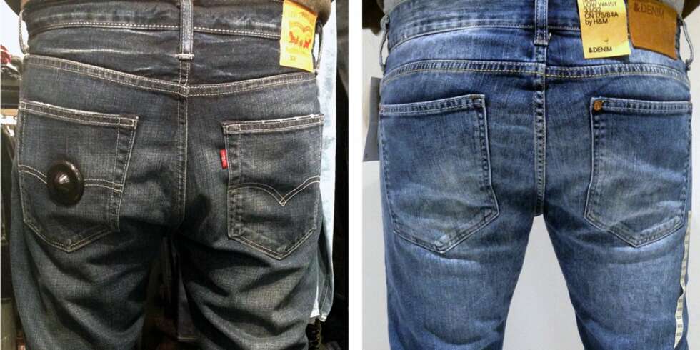 JEANS TIL GUTTA: Vi har gått fra butikk til butikk og testet høstens jeans for deg. Hvilken er for eksempel med på å gi rumpa di et aldri så lite løft? Her ser vi jeans fra Levi's (til venstre) og H&M (til høyre). Dette er samme bakdel, men i ulike jeansmodeller. Hvilken ville du gått for? JEANS TIL GUTTA: Vi har gått fra butikk til butikk og testet høstens jeans for deg. Hvilken er for eksempel med på å gi rumpa di et aldri så lite løft? Her ser vi jeans fra Levi's (til venstre) og H&M (til høyre). Dette er samme bakdel, men i ulike jeansmodeller. Hvilken ville du gått for?