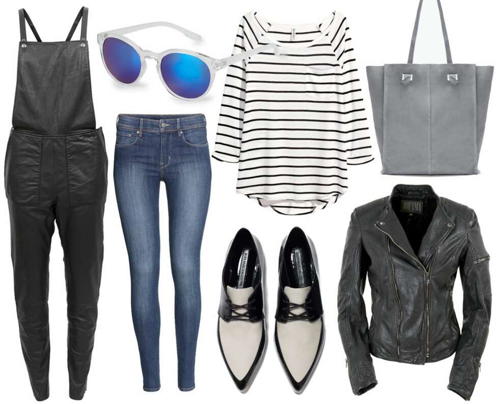 NØKKELPLAGG: Det er flere plagg som er nokså gjennomgående i garderoben til Gigi Hadid, og enkle for deg å tilføye din egen look. Fra venstre: Snekkerbukse i skinn fra Designers Remix, kr 4495. Solbriller fra Lindex, kr 79. Jeans fra H&M, kr 199. Stripete genser fra H&M, kr 99. Herreinspirerte sko fra Zara, kr 499. Veske fra Zara, kr 499. Skinnjakke fra Jofama, kr 3995. FOTO: Produsentene NØKKELPLAGG: Det er flere plagg som er nokså gjennomgående i garderoben til Gigi Hadid, og enkle for deg å tilføye din egen look. Fra venstre: Snekkerbukse i skinn fra Designers Remix, kr 4495. Solbriller fra Lindex, kr 79. Jeans fra H&M, kr 199. Stripete genser fra H&M, kr 99. Herreinspirerte sko fra Zara, kr 499. Veske fra Zara, kr 499. Skinnjakke fra Jofama, kr 3995. FOTO: Produsentene
