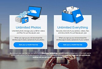BILLIG: Amazon Cloud Drive er blant de billigste skytjenestene der ute. Her får du ubegrenset lagring for 40 kroner måneden, eller ubegrenset fotolagring for bare 8 kroner måneden. BILLIG: Amazon Cloud Drive er blant de billigste skytjenestene der ute. Her får du ubegrenset lagring for 40 kroner måneden, eller ubegrenset fotolagring for bare 8 kroner måneden.