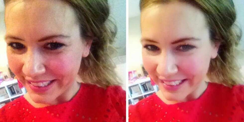 PHOTO EDITOR: Gratis app som lar deg jukse med selfiene. Jevnere hud? Vekk med mørke ringer og smilerynker? Done. Se forskjellen mellom originalbildet til venstre og bildet jeg har redigert med appen Photo Editor til høyre. FOTO: Trine Jensen PHOTO EDITOR: Gratis app som lar deg jukse med selfiene. Jevnere hud? Vekk med mørke ringer og smilerynker? Done. Se forskjellen mellom originalbildet til venstre og bildet jeg har redigert med appen Photo Editor til høyre. FOTO: Trine Jensen