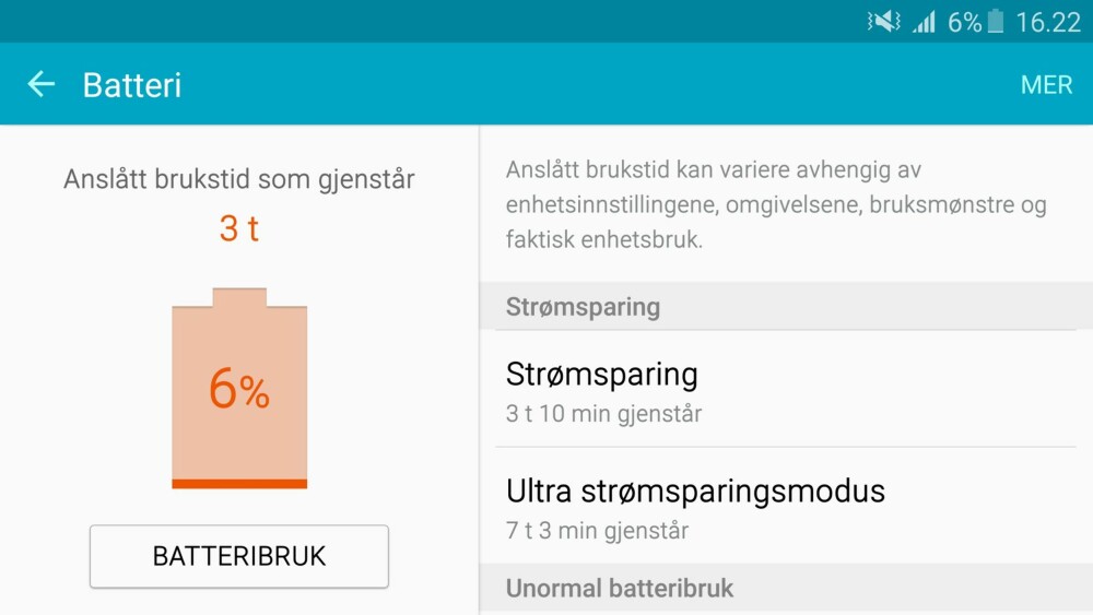 LEVER LENGER: Skru du på ultra strømsparemoduset når du nesten er tom for batteri, så unngår du at telefonen slukner før du har fått ladet. LEVER LENGER: Skru du på ultra strømsparemoduset når du nesten er tom for batteri, så unngår du at telefonen slukner før du har fått ladet.