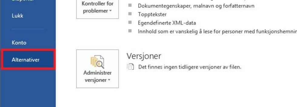 INNSTILLINGER: Korrekturinnstillingene i Word finner du ved å klikke på «Fil», og velge «Alternativer» helt nederst i venstremenyen. Velg deretter «Korrektur» i venstremargen i det nye vinduet. INNSTILLINGER: Korrekturinnstillingene i Word finner du ved å klikke på «Fil», og velge «Alternativer» helt nederst i venstremenyen. Velg deretter «Korrektur» i venstremargen i det nye vinduet.