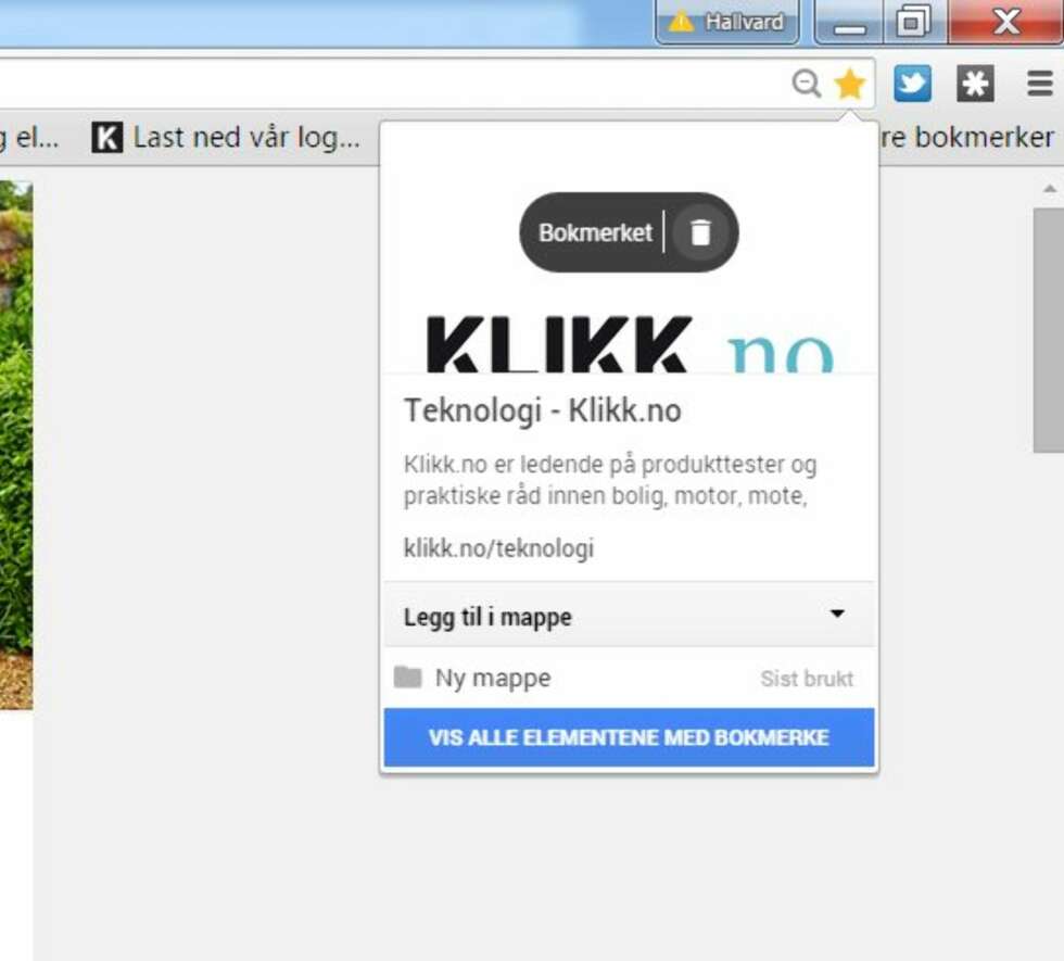 TYDELIG: Når du klikker på bokmerkestjerna er det nå blitt tydeligere hva som skjer og hva du kan gjøre med dine bokmerker. TYDELIG: Når du klikker på bokmerkestjerna er det nå blitt tydeligere hva som skjer og hva du kan gjøre med dine bokmerker.