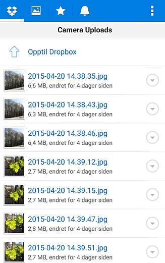 FØRST: Dropbox var først ute med å tilby automatisk opplasting av bilder fra mobiltelefonen. Nå finner du minst et tyvetalls tjenester som gjør det samme. FØRST: Dropbox var først ute med å tilby automatisk opplasting av bilder fra mobiltelefonen. Nå finner du minst et tyvetalls tjenester som gjør det samme.