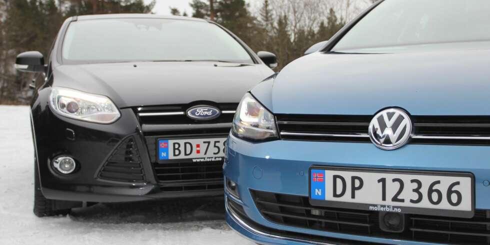 MESTERKAMP: Aldrende Ford Focus eller splitter nye VW Golf? Det er spørsmålet. ALLE FOTO: Petter Handeland MESTERKAMP: Aldrende Ford Focus eller splitter nye VW Golf? Det er spørsmålet. ALLE FOTO: Petter Handeland
