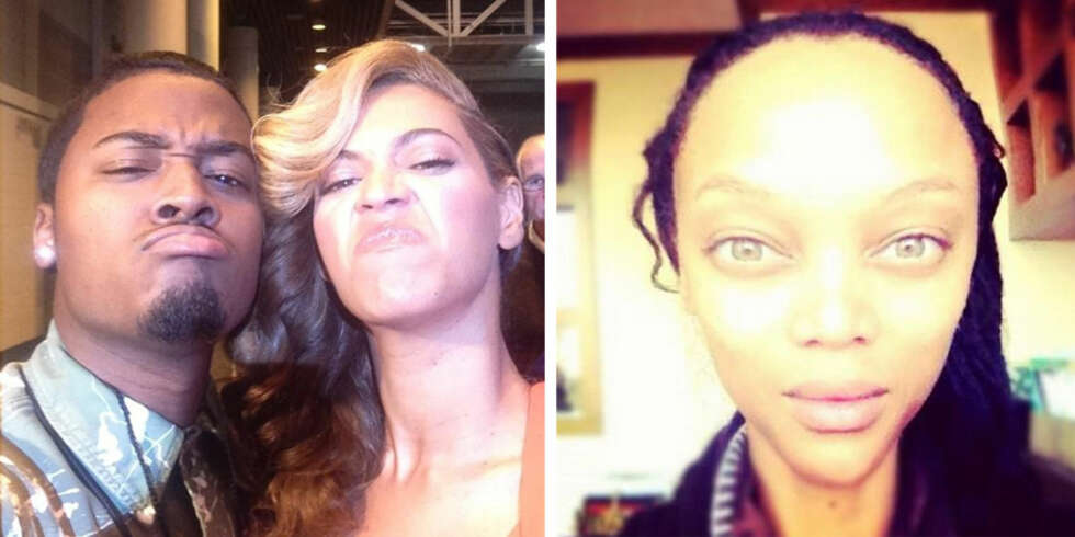 IKKE ALLTID PERFEKT: Både Beyoncé og Tyra Banks synes det er helt greit å vise at de ikke alltid ser close-up klare ut. IKKE ALLTID PERFEKT: Både Beyoncé og Tyra Banks synes det er helt greit å vise at de ikke alltid ser close-up klare ut.