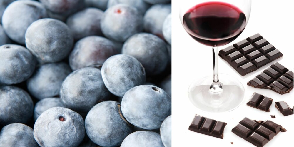 SPIS DEG YNGRE: Visste du at rødvin og sjokolade har en foryngrende effekt? Eller at blæbær er stappfulle av vitaminer, mineraler og antioksidanter? SPIS DEG YNGRE: Visste du at rødvin og sjokolade har en foryngrende effekt? Eller at blæbær er stappfulle av vitaminer, mineraler og antioksidanter?