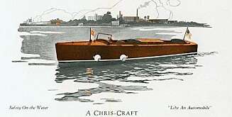 BIL: ¿Lik en bil¿ var slagordet til Chris-Craft. Båtbyggeren var inspirert av bilindustrien og mange designløsninger er hentet fra fabrikkene i Detroit. BIL: ¿Lik en bil¿ var slagordet til Chris-Craft. Båtbyggeren var inspirert av bilindustrien og mange designløsninger er hentet fra fabrikkene i Detroit.