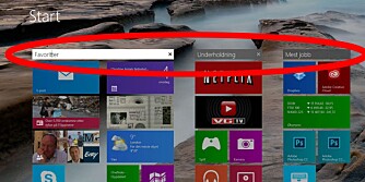 KATEGORIER: I Windows 8.1 kan du selv navgi og sortere appene i kategorier. KATEGORIER: I Windows 8.1 kan du selv navgi og sortere appene i kategorier.