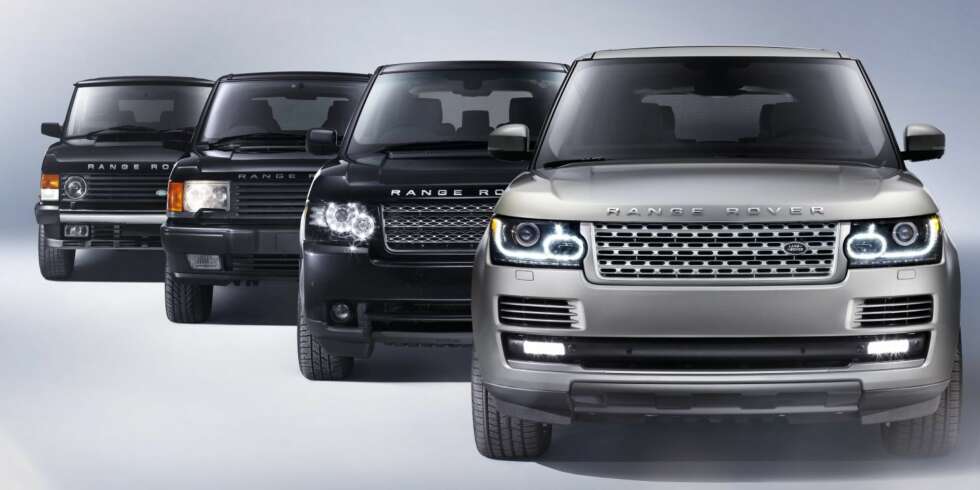 SAMLET: Fire generasjoner Range Rover på et brett. Siste versjon er en av de beste, all ære til nye indiske eiere. FOTO: Land Rover SAMLET: Fire generasjoner Range Rover på et brett. Siste versjon er en av de beste, all ære til nye indiske eiere. FOTO: Land Rover