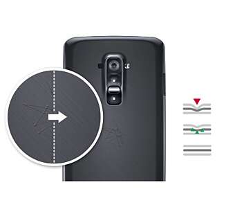 SELVREPARERENDE: Baksiden på G Flex skal automatisk kvitte seg med små riper. Kraftige skraper som går i gjennom det selvreparerende belegget vil ikke forsvinne. SELVREPARERENDE: Baksiden på G Flex skal automatisk kvitte seg med små riper. Kraftige skraper som går i gjennom det selvreparerende belegget vil ikke forsvinne.