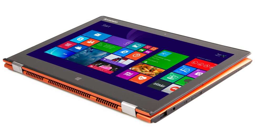 nettbrett: Når skjermen er brettet helt rundt på Lenovo Yoga 2 Pro, kan den brukes i nettbrettmodus. Når du flipper skjermen rundt på denne måten, deaktiveres samtidig tastaturet. nettbrett: Når skjermen er brettet helt rundt på Lenovo Yoga 2 Pro, kan den brukes i nettbrettmodus. Når du flipper skjermen rundt på denne måten, deaktiveres samtidig tastaturet.
