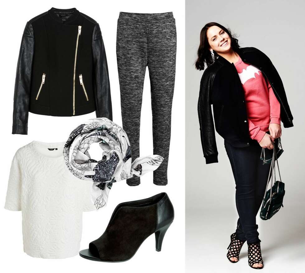 FØRSTE LOOK: Silje har på seg: Jakke fra Samsøe Samsøe, kr 2999. Bukse fra Mardou & Dean, kr 1499. Sko fra Michael Kors, kr 3399. Veske fra Nina Jarebrink, kr 3499. Øredobber fra Bik Bok, kr 149. Produktforslag til venstre: Skinnjakke med skinnarmer, fra Zara, kr 799. Bukse fra Lindex, kr 299. Sjal fra InWear, kr 499. Topp fra Lindex, kr 249. Sko fra Vagabond, kr 799. FØRSTE LOOK: Silje har på seg: Jakke fra Samsøe Samsøe, kr 2999. Bukse fra Mardou & Dean, kr 1499. Sko fra Michael Kors, kr 3399. Veske fra Nina Jarebrink, kr 3499. Øredobber fra Bik Bok, kr 149. Produktforslag til venstre: Skinnjakke med skinnarmer, fra Zara, kr 799. Bukse fra Lindex, kr 299. Sjal fra InWear, kr 499. Topp fra Lindex, kr 249. Sko fra Vagabond, kr 799.