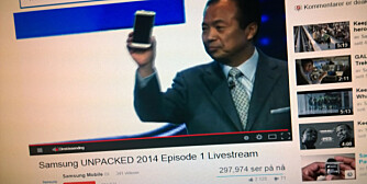 VIKTIG LANSERING: For Samsung mobilsjef, J.K Shin, er lanseringen av Galaxy S5 viktig. Lanseringen ble streamet live på YouTube og på det meste var det nesten 320.000 som fulgte showet fra Barcelona. VIKTIG LANSERING: For Samsung mobilsjef, J.K Shin, er lanseringen av Galaxy S5 viktig. Lanseringen ble streamet live på YouTube og på det meste var det nesten 320.000 som fulgte showet fra Barcelona.