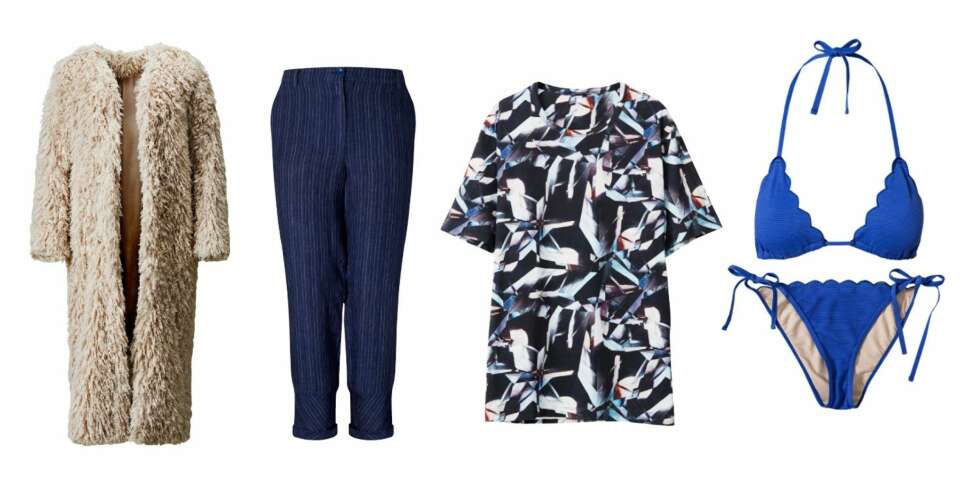 REYKJAVIK: Pakk kofferten med kalde blåtoner og lune plagg. Fra venstre: H&M, kr 799. Mango, kr 399. H&M, kr 199. Nelly.com, kr 349. REYKJAVIK: Pakk kofferten med kalde blåtoner og lune plagg. Fra venstre: H&M, kr 799. Mango, kr 399. H&M, kr 199. Nelly.com, kr 349.