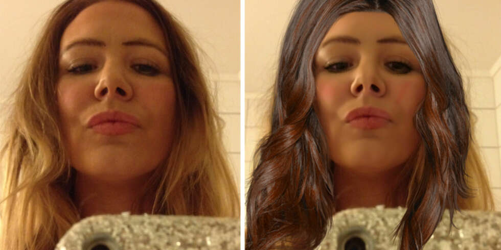 EKSTREM FORVANDLING: Appen Perfect 365 gir deg mulighet til å forandre på både hud, hår og sminke - sjekk for eksempel min smalere nese, høyere kinnbein og ikke minst mørkt hår - alt takket være noen minutter på telefonen. EKSTREM FORVANDLING: Appen Perfect 365 gir deg mulighet til å forandre på både hud, hår og sminke - sjekk for eksempel min smalere nese, høyere kinnbein og ikke minst mørkt hår - alt takket være noen minutter på telefonen.