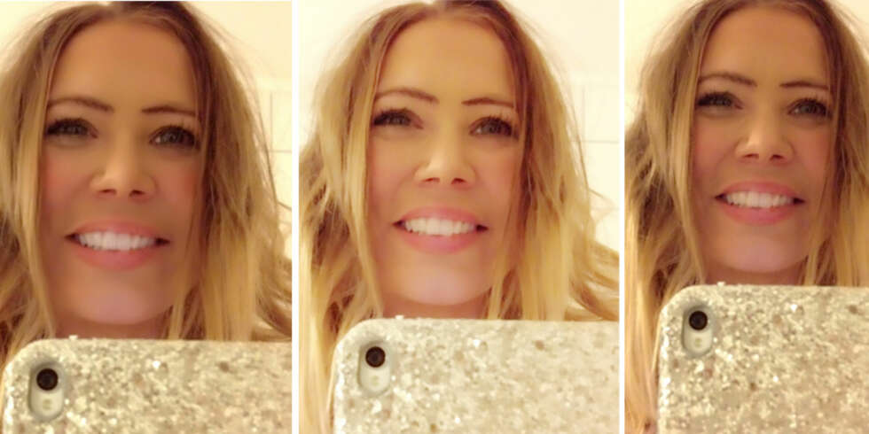 1-2-3: På originalbildet til høyre er huden min litt mindre jevn og posene under øynene litt mer synlige. Ikke noe problem lover disse appene; nå kan du bli vakrere av bare noen tastetrykk på mobilen. 1-2-3: På originalbildet til høyre er huden min litt mindre jevn og posene under øynene litt mer synlige. Ikke noe problem lover disse appene; nå kan du bli vakrere av bare noen tastetrykk på mobilen.