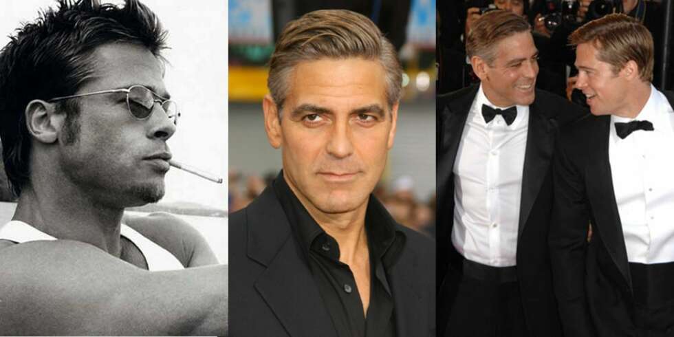 FLERE KLASSISKE EKSEMPLER: Brad Pitt og George Clooney har begge tydd til den klassiske sveisen ved flere anledninger. Enten den er stylet ryddig, som Clooney har gjort i midten og til høyre. Pitt går derimot for en røffere utgave av den klassiske sveisen helt til venstre. FLERE KLASSISKE EKSEMPLER: Brad Pitt og George Clooney har begge tydd til den klassiske sveisen ved flere anledninger. Enten den er stylet ryddig, som Clooney har gjort i midten og til høyre. Pitt går derimot for en røffere utgave av den klassiske sveisen helt til venstre.