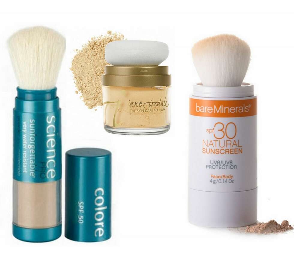 MINERAL-SOLBESKYTTER: Tre av verdens ledende aktører innen mineralsminke (Colorescience, Jane Iredale og Bare Minerals), har også egne mineralbaserte solfiltere som er enkle å påføre gjennom hele dagen - selv over sminke. MINERAL-SOLBESKYTTER: Tre av verdens ledende aktører innen mineralsminke (Colorescience, Jane Iredale og Bare Minerals), har også egne mineralbaserte solfiltere som er enkle å påføre gjennom hele dagen - selv over sminke.