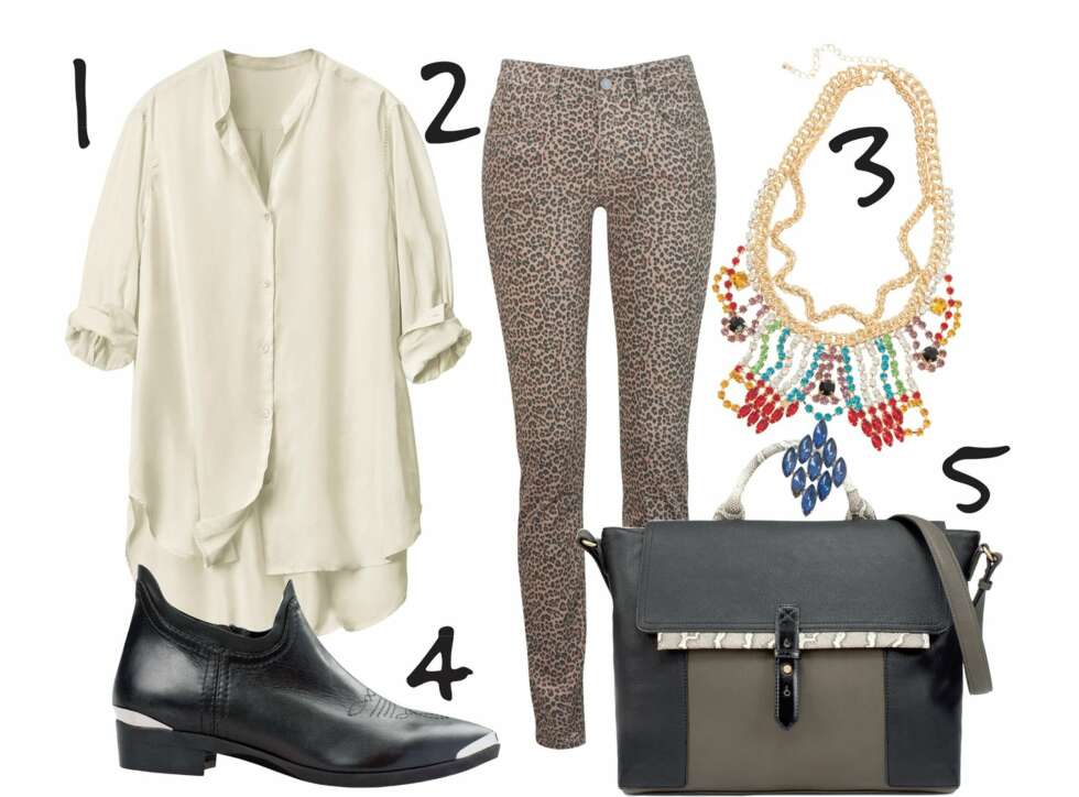 NOE Å HA I SKAPET: 1. Skjorte fra H&M, kr 349,- 2. Jeans fra Gina Tricot, kr 399,- 3. Kjede fra Bik Bok, kr 249,- 4. Sko fra never Denim hos Bok Bok, kr 1199,- 5. Veske fra Zara, kr 679,- NOE Å HA I SKAPET: 1. Skjorte fra H&M, kr 349,- 2. Jeans fra Gina Tricot, kr 399,- 3. Kjede fra Bik Bok, kr 249,- 4. Sko fra never Denim hos Bok Bok, kr 1199,- 5. Veske fra Zara, kr 679,-