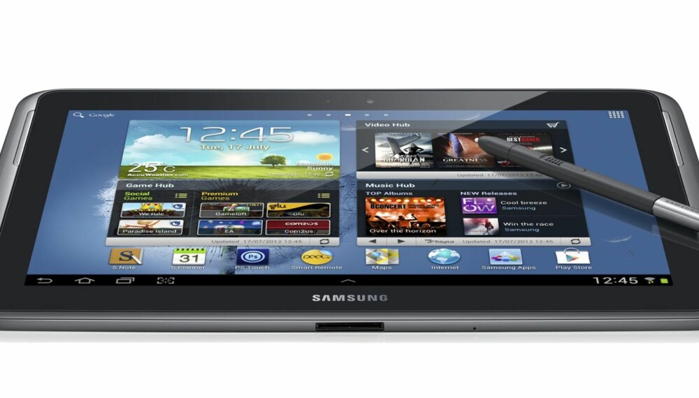 TO FARGER: Samsung Galaxy Note 10.1 kommer i to farger; hvit og gråblå. TO FARGER: Samsung Galaxy Note 10.1 kommer i to farger; hvit og gråblå.