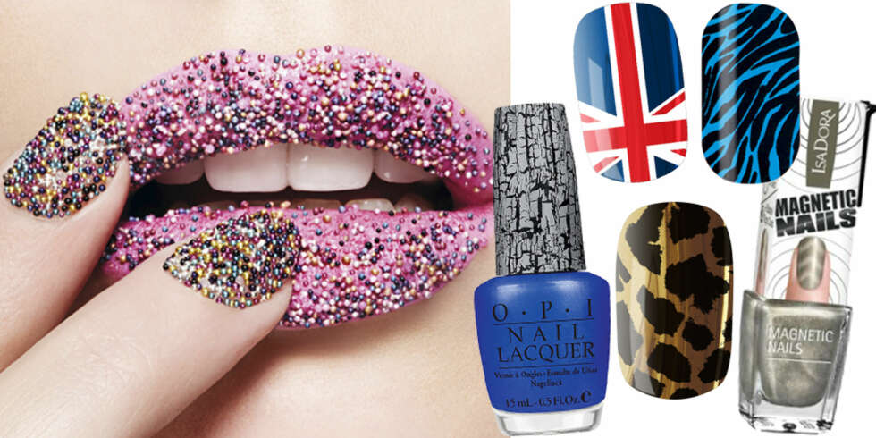 NEGLETRENDER: Ciate Caviar Manicure Set (kr 199), OPI Nail Lacquer (kr 150), Rock Cosmetics (kr 79), Isadora Magnetic Nails (kr 79), Cala (kr 69), Rock Cosmetics (kr 79). NEGLETRENDER: Ciate Caviar Manicure Set (kr 199), OPI Nail Lacquer (kr 150), Rock Cosmetics (kr 79), Isadora Magnetic Nails (kr 79), Cala (kr 69), Rock Cosmetics (kr 79).