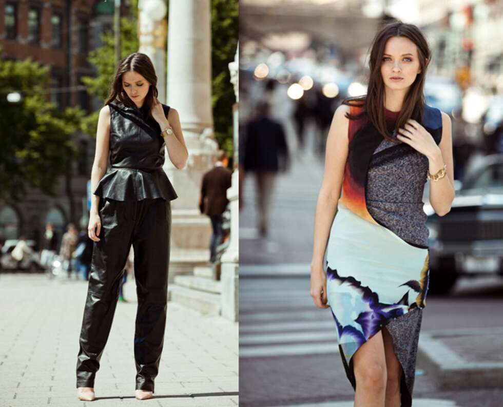 COLUMBINE SMILLE: Fredag og lørdag. Fredag: Skinntopp fra H&M. Bukser fra by Malene Birger. Sko fra Kurt Geiger. Lørdag: Kjole fra Nhu Duong. COLUMBINE SMILLE: Fredag og lørdag. Fredag: Skinntopp fra H&M. Bukser fra by Malene Birger. Sko fra Kurt Geiger. Lørdag: Kjole fra Nhu Duong.