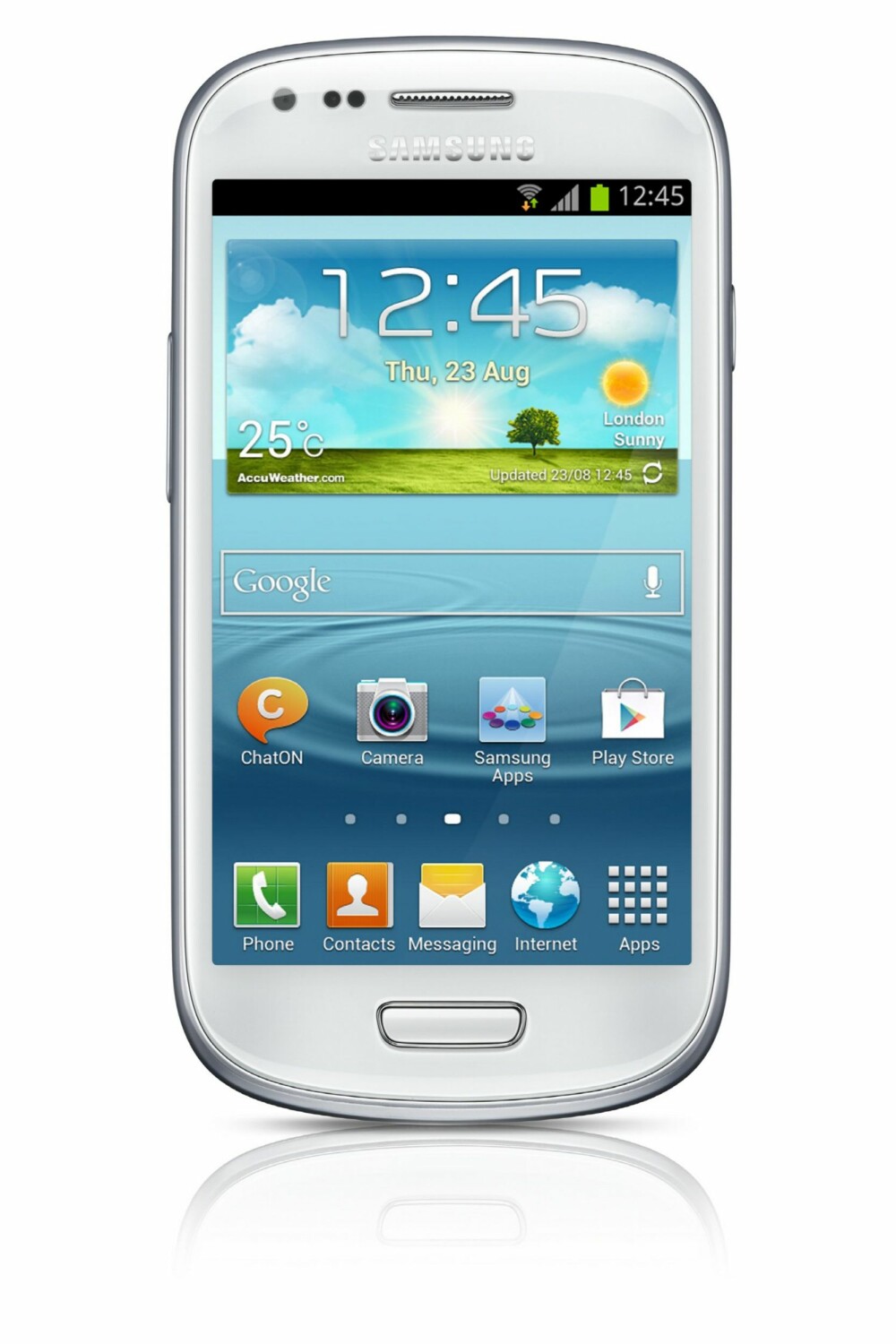 IDENTISK: Samsung Galaxy S III Mini har et design som er identisk med storebror. Den visuelle forskjellen er størrelsen. IDENTISK: Samsung Galaxy S III Mini har et design som er identisk med storebror. Den visuelle forskjellen er størrelsen.