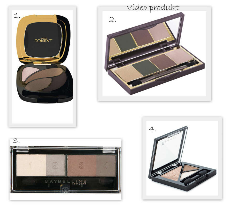 ØYESKYGGER: 1. Color Riche Quads fra L'Oréal Paris (kr 149), 2. Eyeshadow Quad i fargene Precious Pinks fra Yves Rocher (kr 159), 3. Eyestudio Quads fra Maybelline (kr 135), 4. Trio Eyeshadow i fargen Orion fra Rimmel (kr 85). ØYESKYGGER: 1. Color Riche Quads fra L'Oréal Paris (kr 149), 2. Eyeshadow Quad i fargene Precious Pinks fra Yves Rocher (kr 159), 3. Eyestudio Quads fra Maybelline (kr 135), 4. Trio Eyeshadow i fargen Orion fra Rimmel (kr 85).