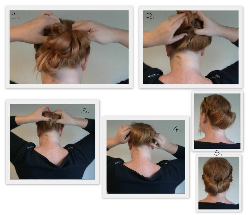 TID FOR CHIGNON: 1. Lag et hull eller en grop mellom de to flettene og ned i hestehalen, 2. Begynn å rulle de to knutene vi har lagd oppover, 3. Legg den godt ned i gropa, 4. Og fyll chignonen godt ut, 5. Og vips så har vi jukset oss frem til en chignon! TID FOR CHIGNON: 1. Lag et hull eller en grop mellom de to flettene og ned i hestehalen, 2. Begynn å rulle de to knutene vi har lagd oppover, 3. Legg den godt ned i gropa, 4. Og fyll chignonen godt ut, 5. Og vips så har vi jukset oss frem til en chignon!